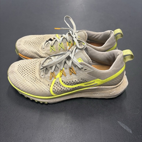 Nike Other - NIKE REACT PEGASUS TRAIL 4 LIGHT IRON ORE GREY VOLT DJ615-002 SIZE 10 MEN HIKING